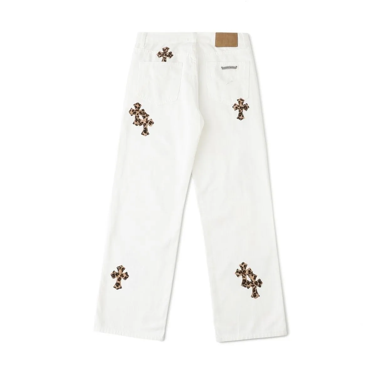 P240 💰 (Top version) Chrome Hearts/Chrome Hearts Classic white hand-painted monster cow series colorful leather cross washed color fabric unisex denim trousers Vibe style straight stacked god-level version Carbon fine bias denim color cloth Old vintage full set of hardware - Chrome Hearts white cow series The high version uses high-ounce custom fabrics, fermentation washing and soft color fixation, soft and thick to wear, the details are all made by hand-polished craftsmanship, all-over printed jacquard fabric Unique design style. Through multiple processes to create a full retro feel. Unique niche non-contrast shirt. Customized distressed spray-painted buttons. Craftsmanship in every detail. Color: white hand-painted monster. Size: 28-30-32-34 (corresponding to S-M-L-XL)